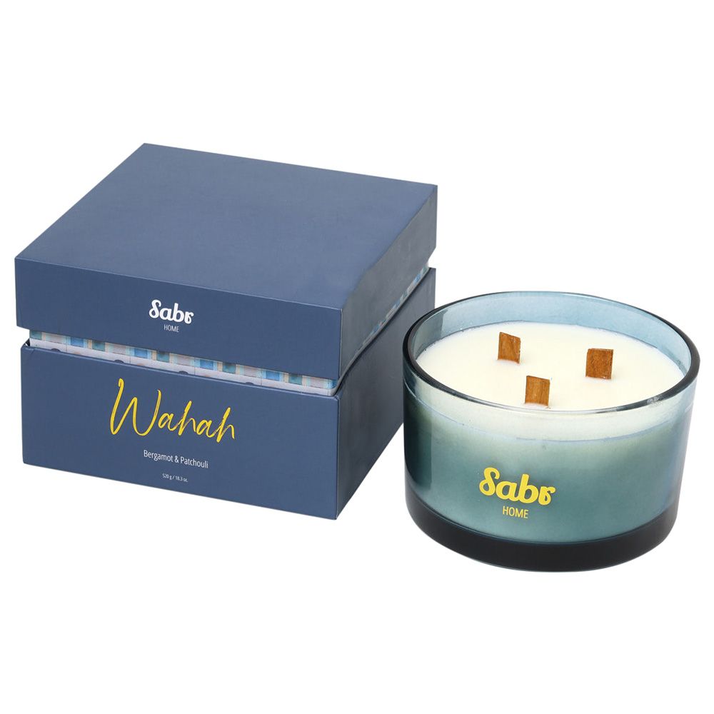 Sabr - Wahah Wood Wick Candle - Bergamot & Patchouli - 520G