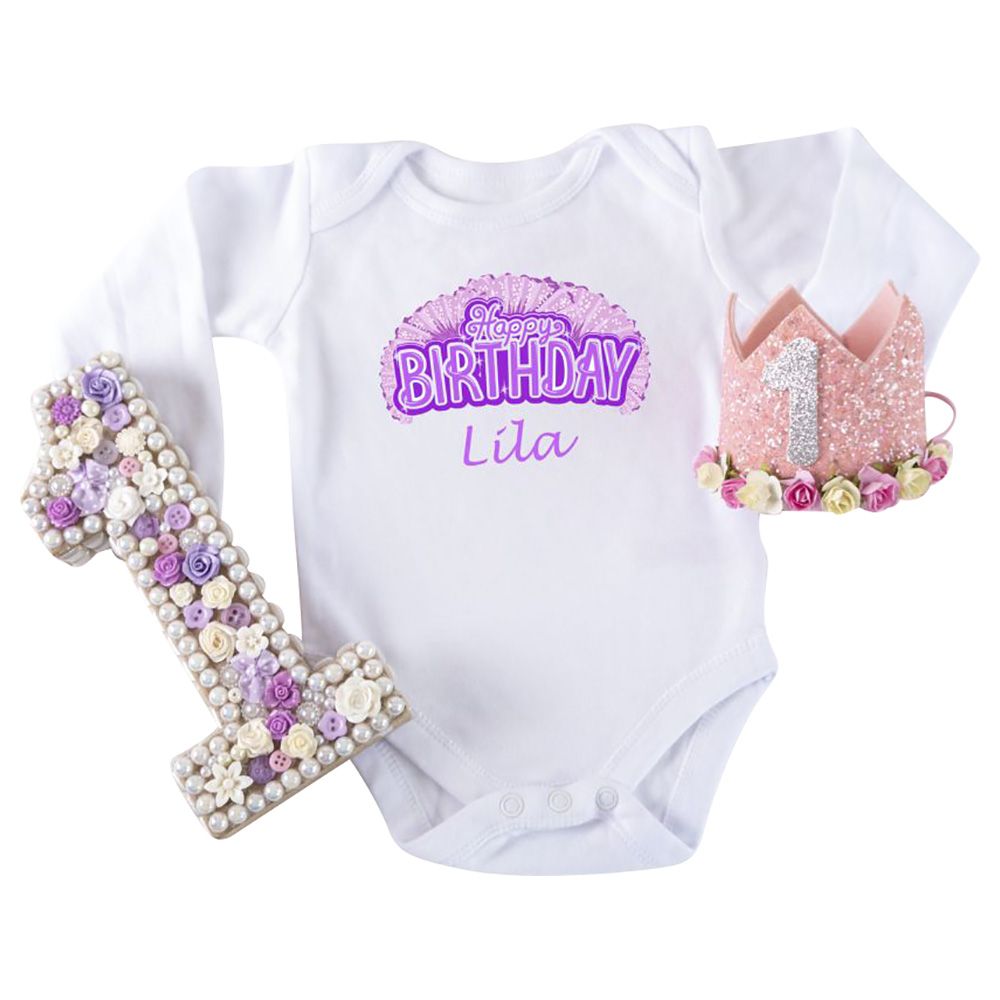 Mini Plum - Personalised Birthday Princess Print Bodysuit