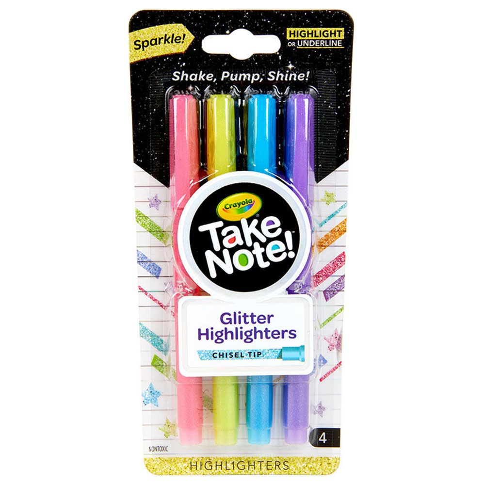 Crayola - Take Note Glitter Highlighters - 4pcs