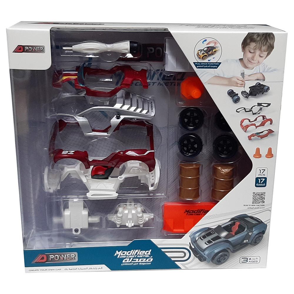 D-Power - 1:32 DIY Race Car - 17 pcs - Red