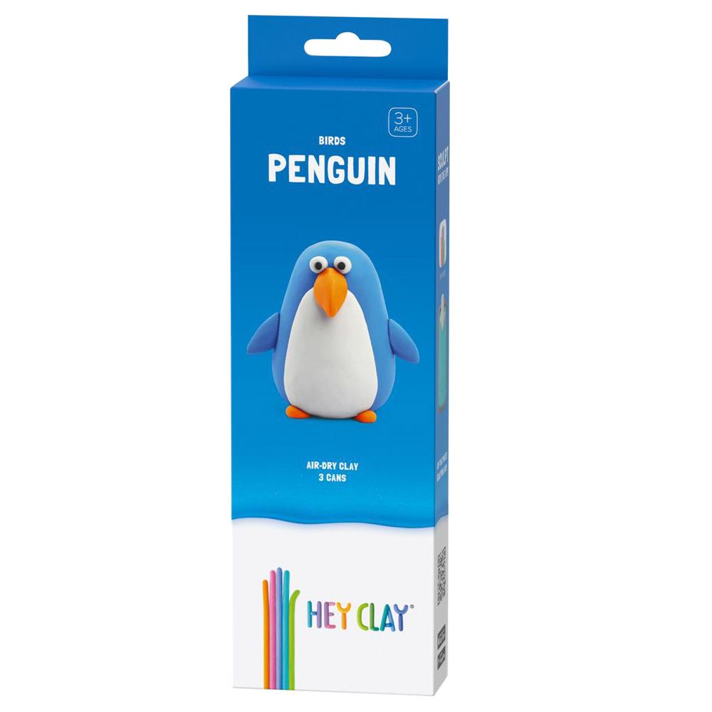 Hey Clay - DIY Penguin Plastic Modelling Air Dry Clay Kit - 3pcs