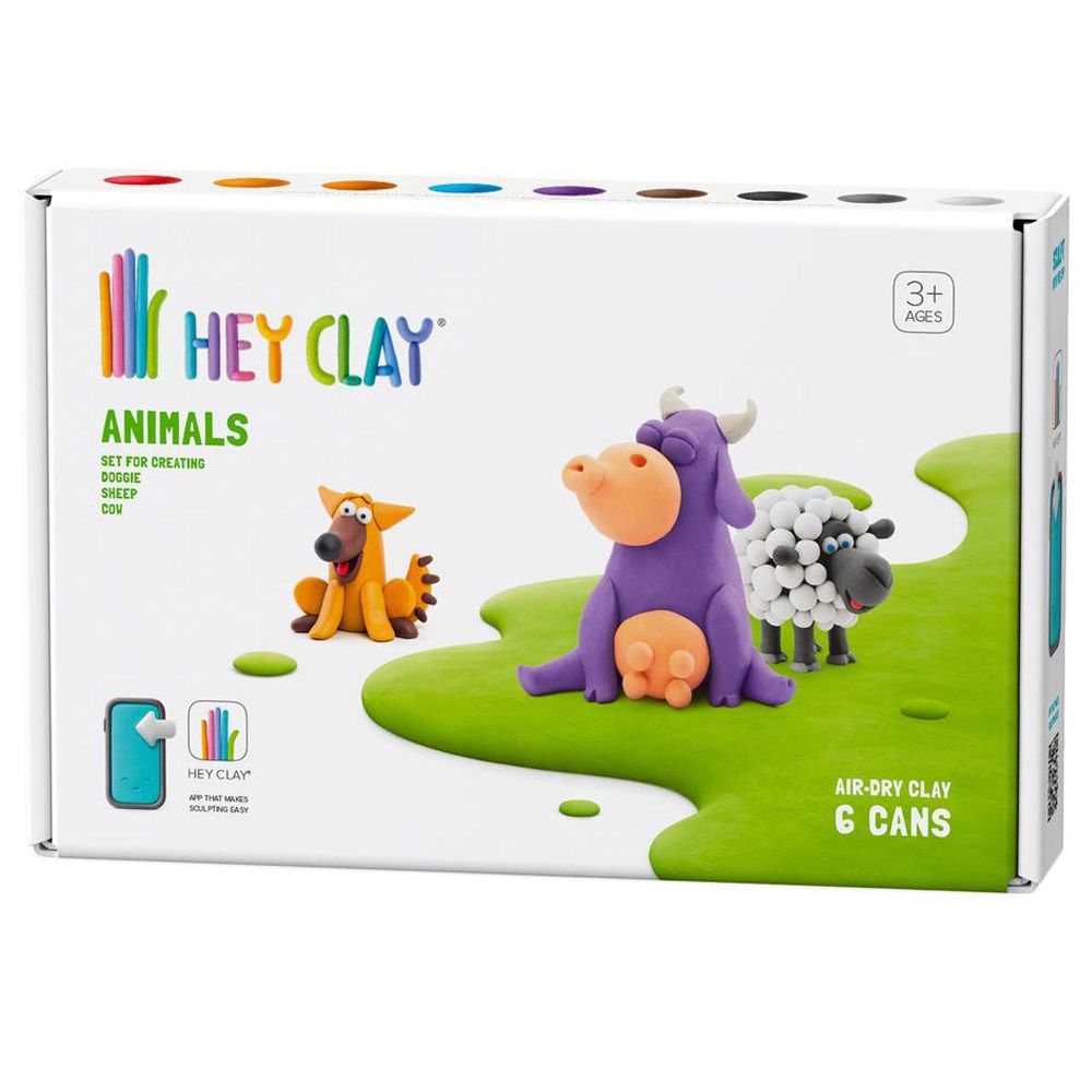 Hey Clay - DIY Animals Plastic Modelling Air Dry Clay Kit - 6pcs