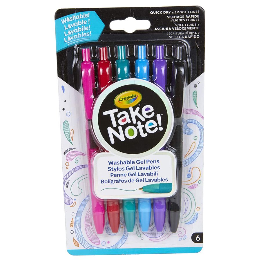 Crayola - Take Note! Washable Gel Pens, Pack of 6