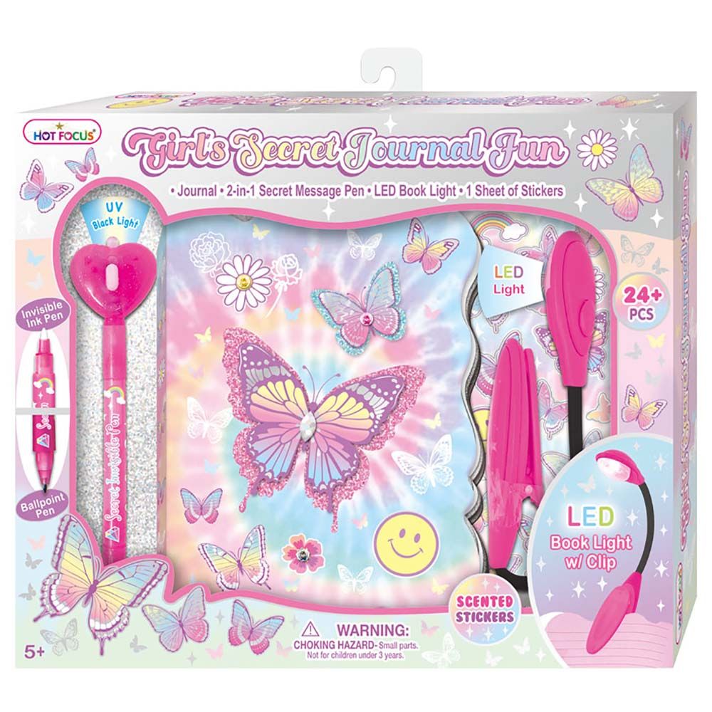 Hot Focus - Tie Dye Butterfly Girl's Secret Journal Fun Kit