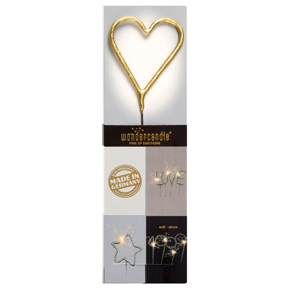 Wondercandle - Heart Chromo Sparkler Candle - Gold