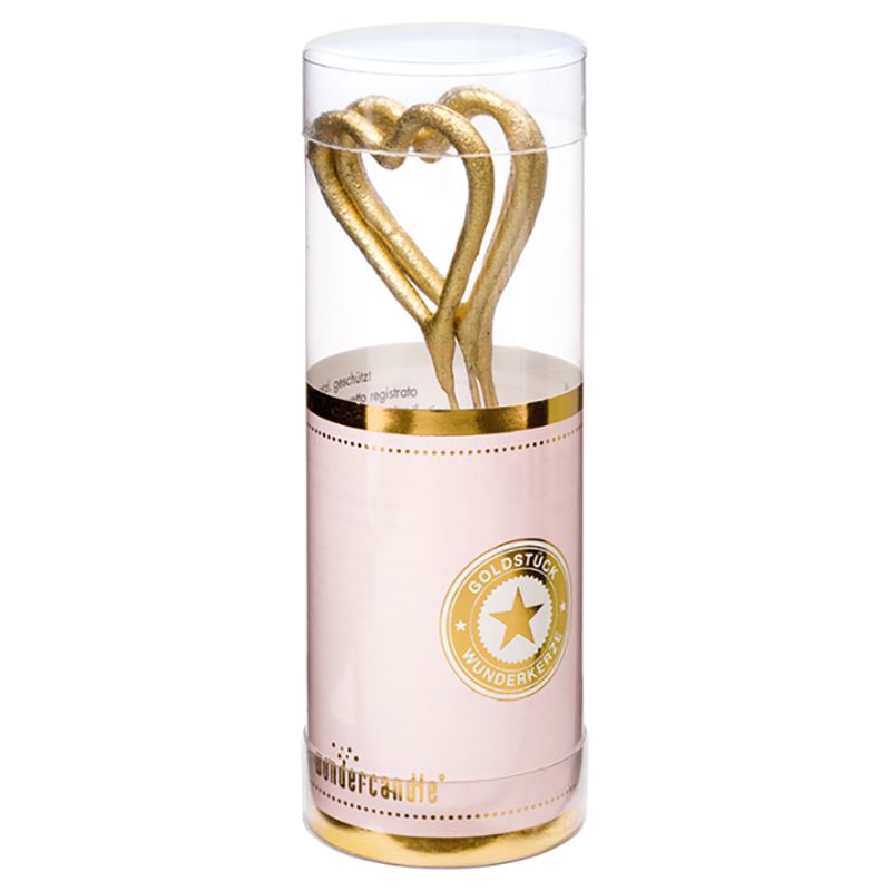 Party Camel - Heart Shape Mini Sparkler Candle Set - Pack of 4 - Gold