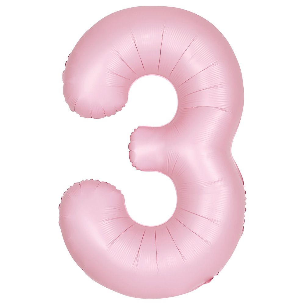 Unique - 34-inch Number "3" Foil Balloon - Matte Pink