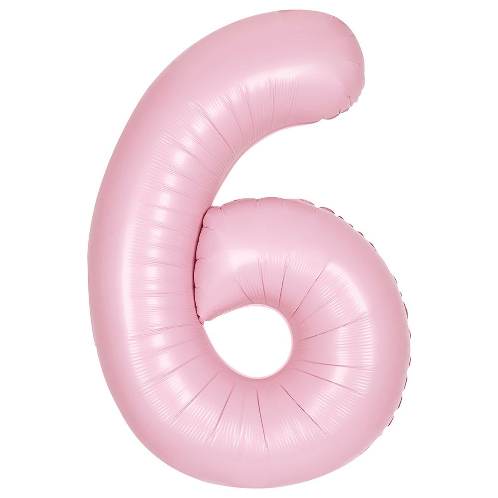 Unique - 34-inch Number "6" Foil Balloon - Matte Pink