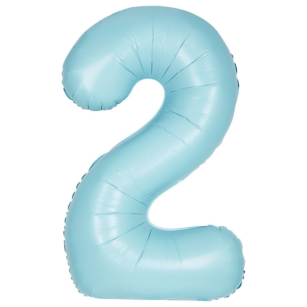 Unique - 34-inch Number "2" Foil Balloon - Matte Blue