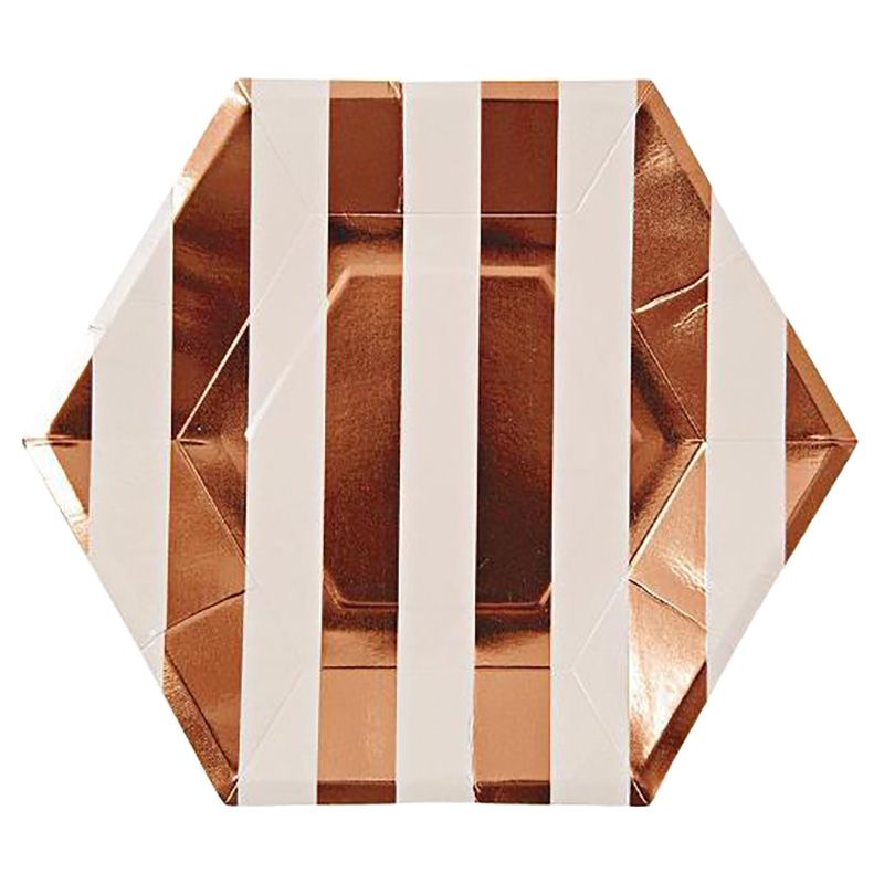 Meri Meri - Rose Gold Striped Small Plates 8pcs