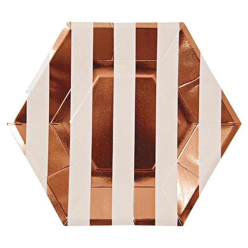 Meri Meri - Rose Gold Striped Large Plates 8pcs