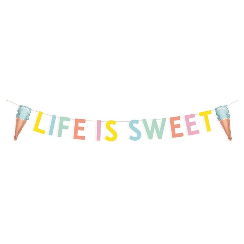 Unique - Pastel Ice Cream Banner With Mini Foil Balloon