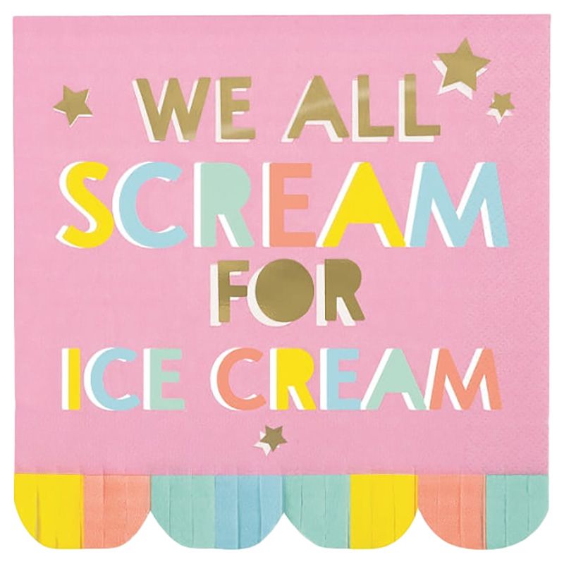 Unique - Ice Cream Fringe Luncheon Napkins - Pastel - 16pcs