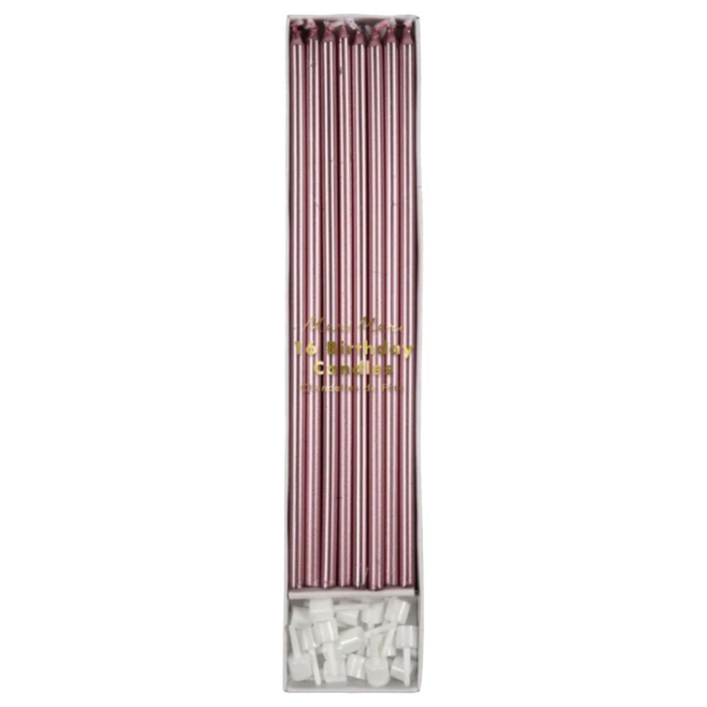 Meri Meri - Long Candles - Pack of 16 - Metallic Pink 