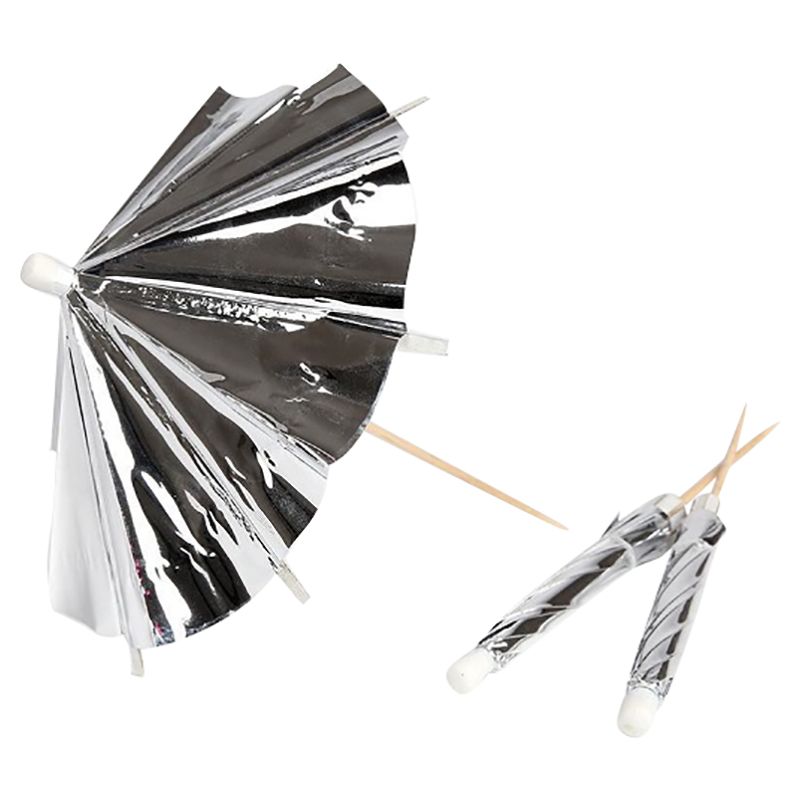 Meri Meri - Silver Long Cocktail Umbrella 24pcs