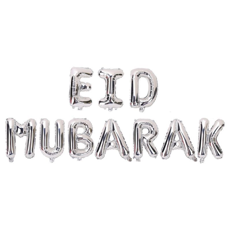 Eid Party - Eid Mubarak Foil Letter Balloons - Silver