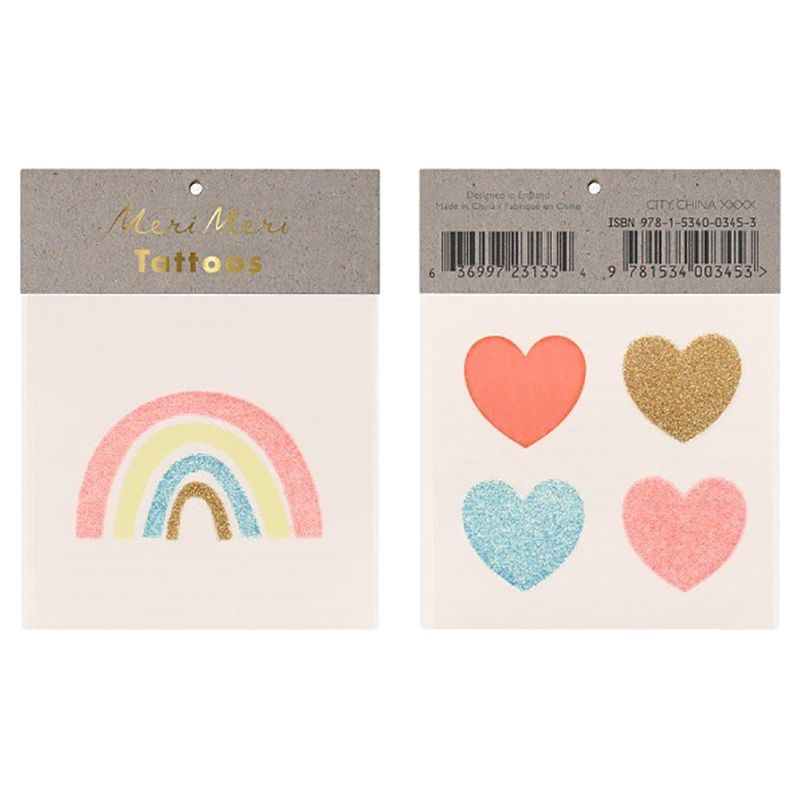 Meri Meri - Rainbow & Hearts Small Tattoos 