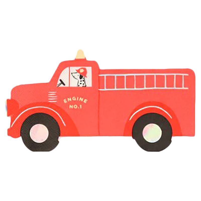 Meri Meri - Fire Truck Plates - 8Pcs - Red