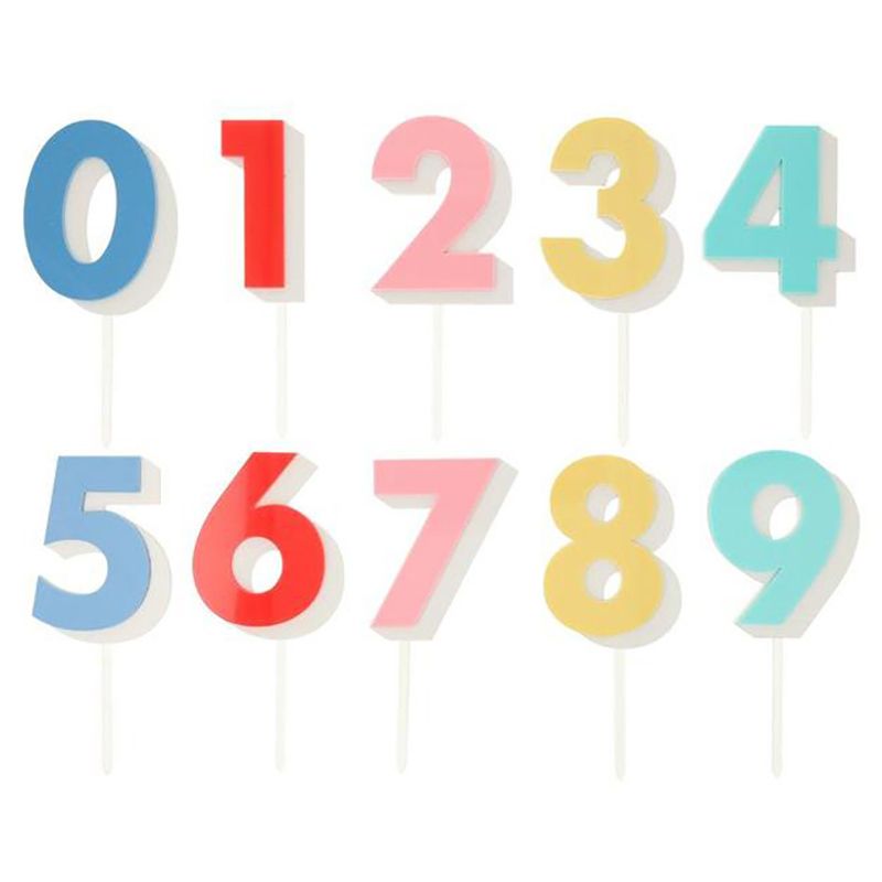 Meri Meri - Rainbow Number Acrylic Toppers Pack of 10