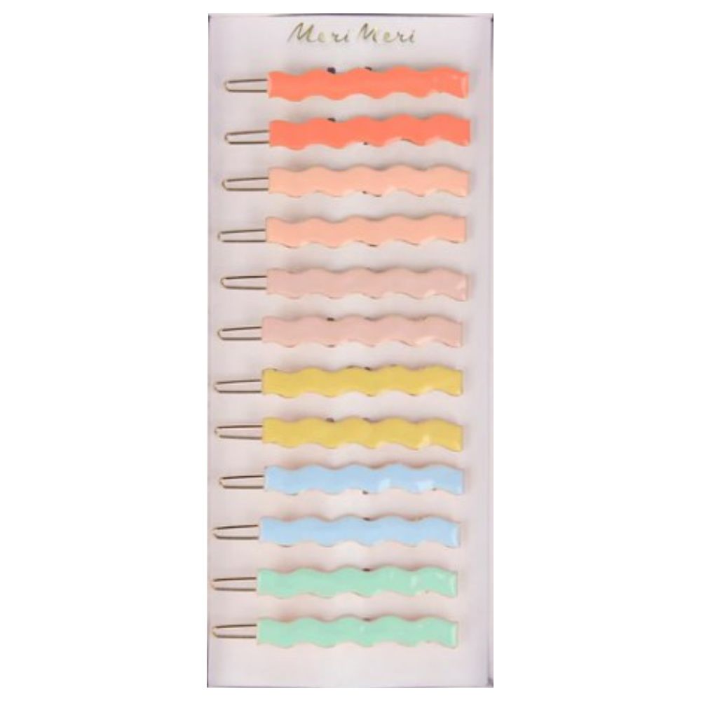 Meri Meri - Enamel Wavy Hair Clips - Pack of 12