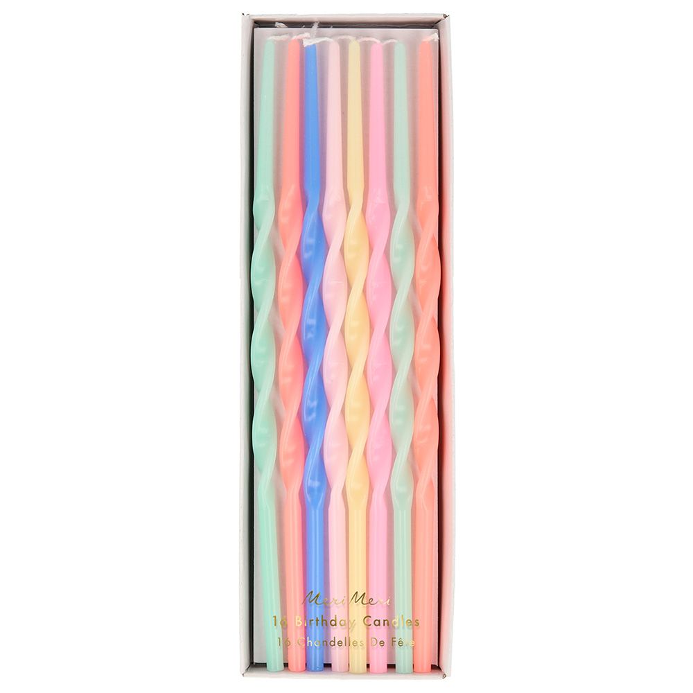 Meri Meri - Mixed Twisted Long Candles - Pack of 16