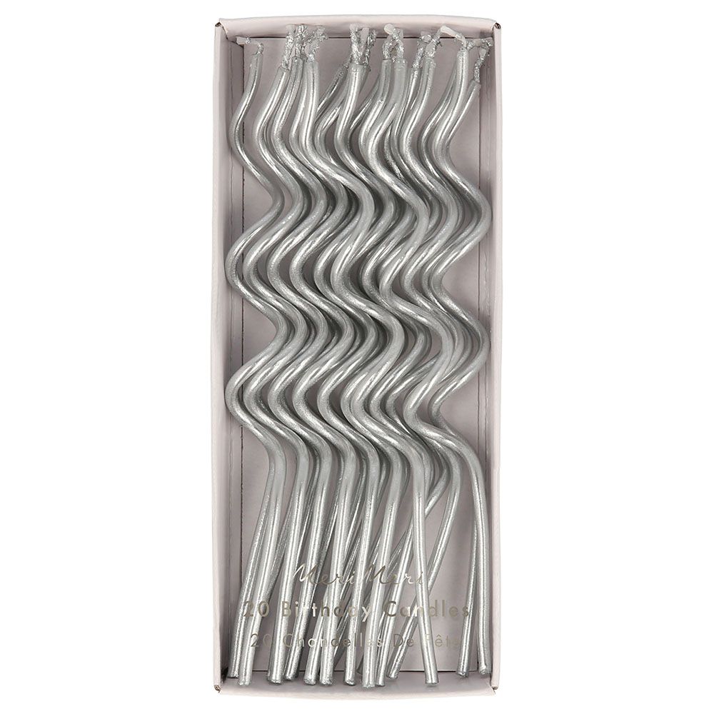 Meri Meri - Swirly Candles - Pack of 20 - Silver