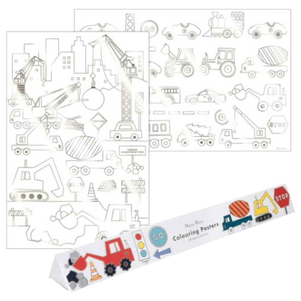 Meri Meri - Construction Colouring Posters - Pack of 2