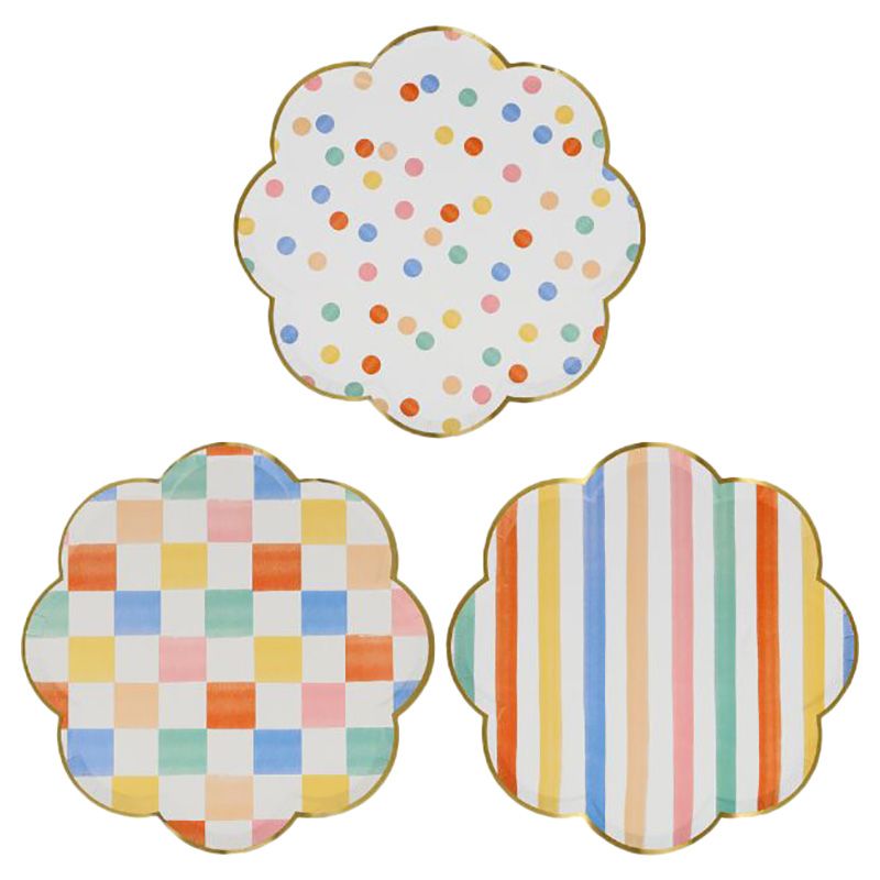 Meri Meri - Colourful Pattern Dinner Plates - 8pcs