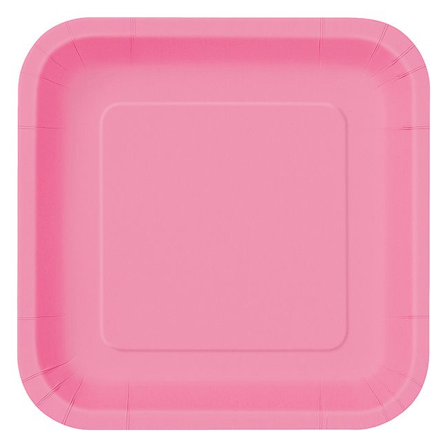 Unique - Square Plate 9" Pack of 14 - Hot Pink