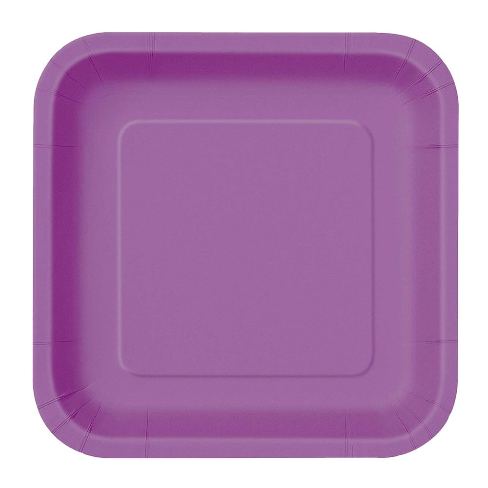 Unique - Square Plate 7" Pack of 16 - Pretty Purple