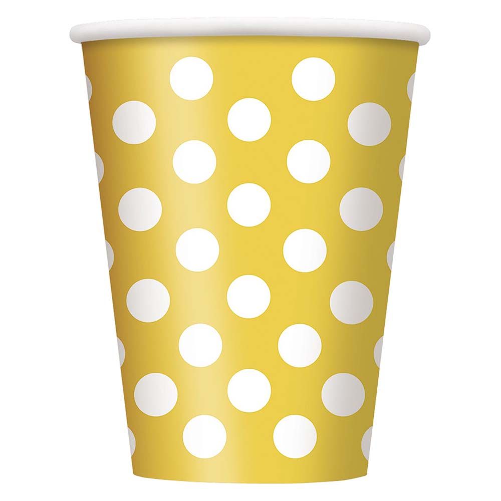 Unique - Polka Dot Cups 355ml Pack of 6 - Yellow