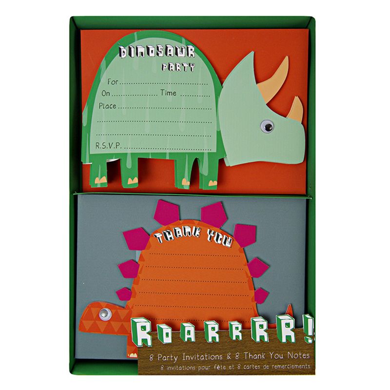 Meri Meri - Dinosaur Invitations & Thank You Notes - 16Pcs