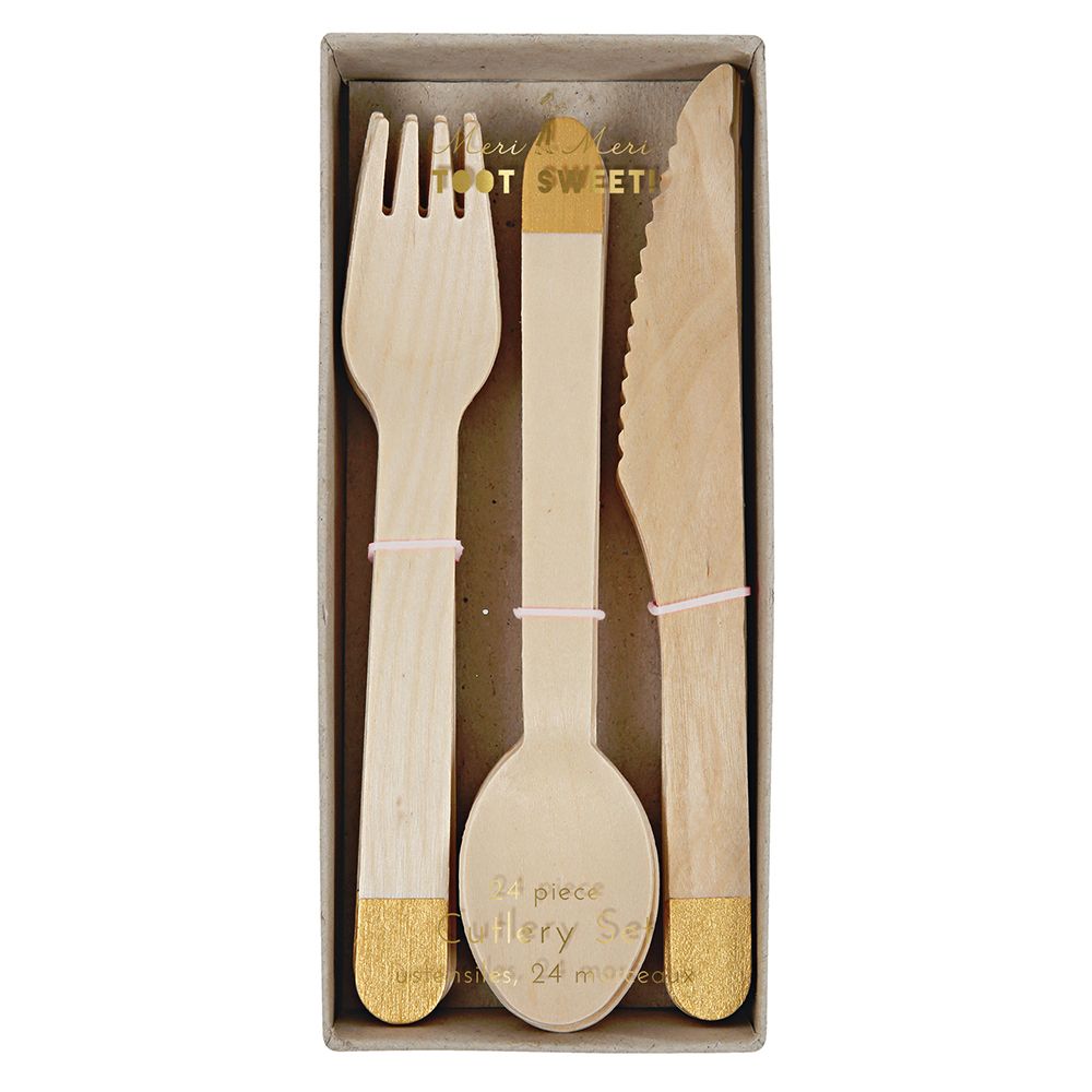 Meri Meri - Wooden Cutlery Set - Gold