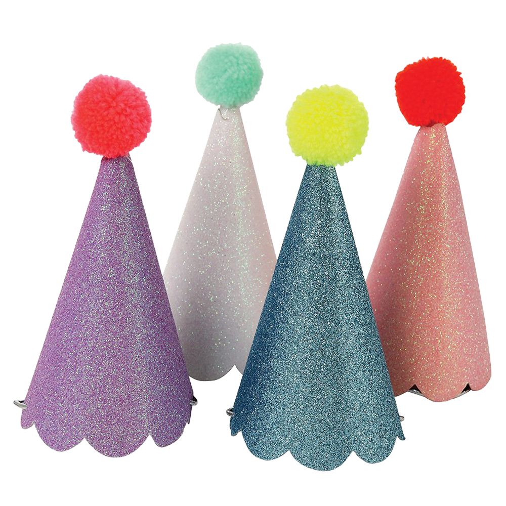 Meri Meri - Glitter Party Hats with Pom Poms