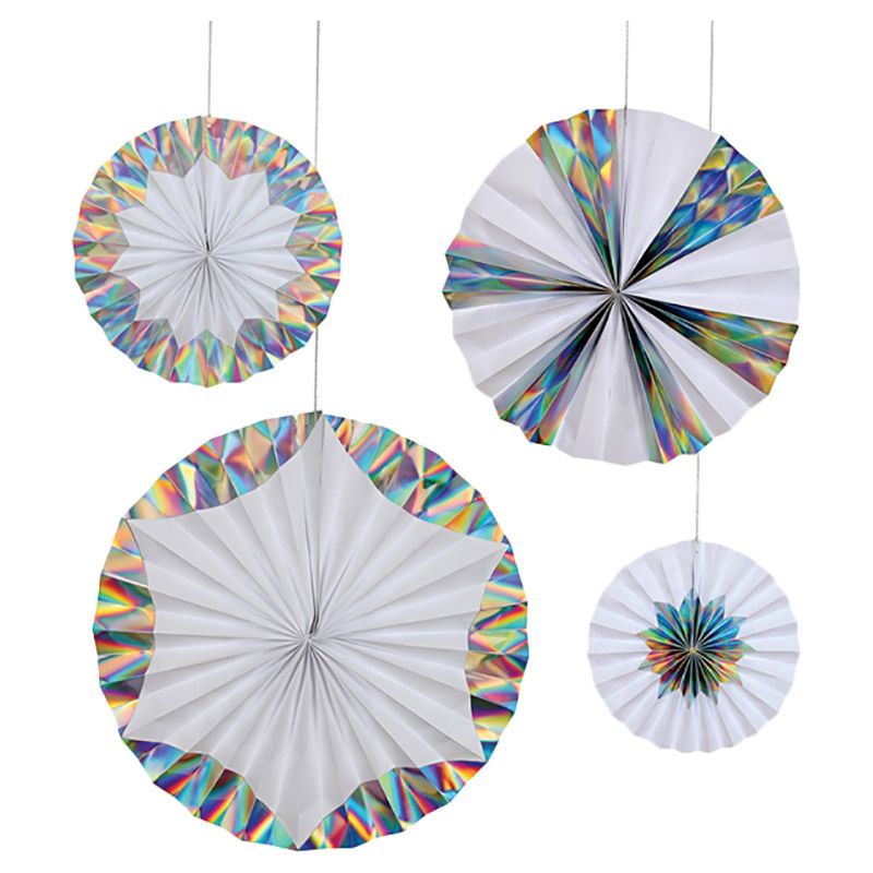 Meri Meri - Giant Holographic Silver Foil Pinwheels - 4 Pcs