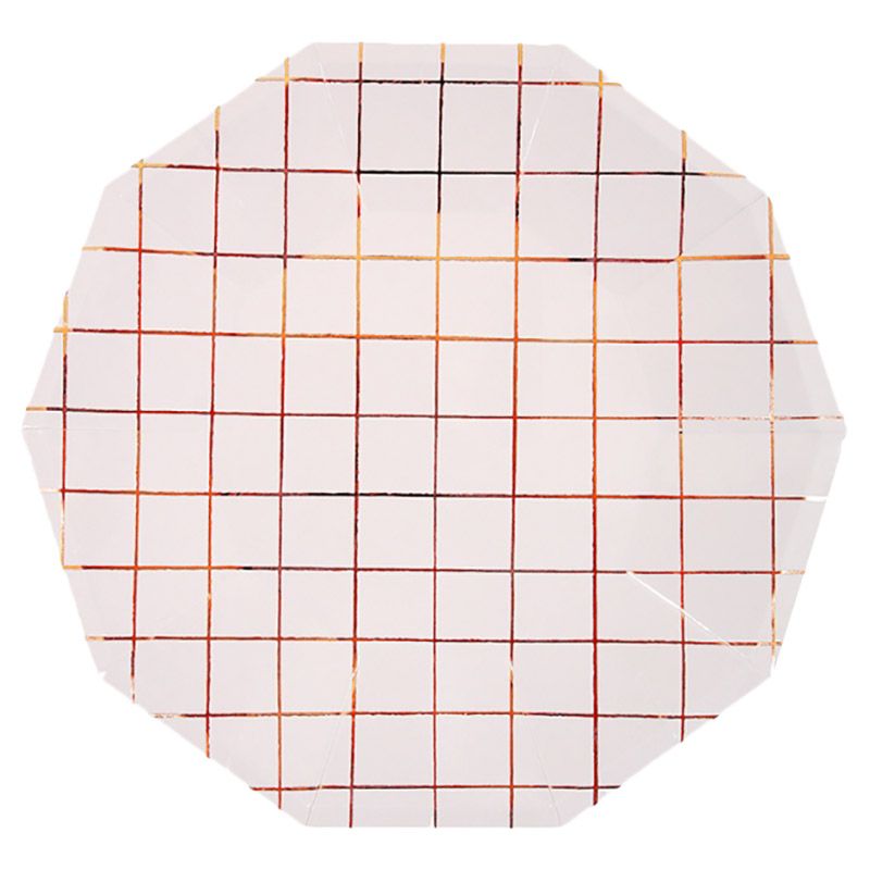 Meri Meri - Large Rose Gold Grid Plates - 8 Pcs