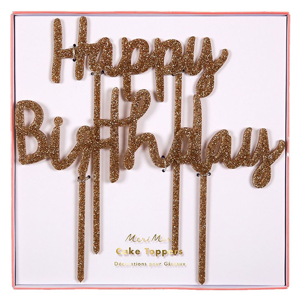 Meri Meri - Happy Birthday Glitter Toppers 2pcs