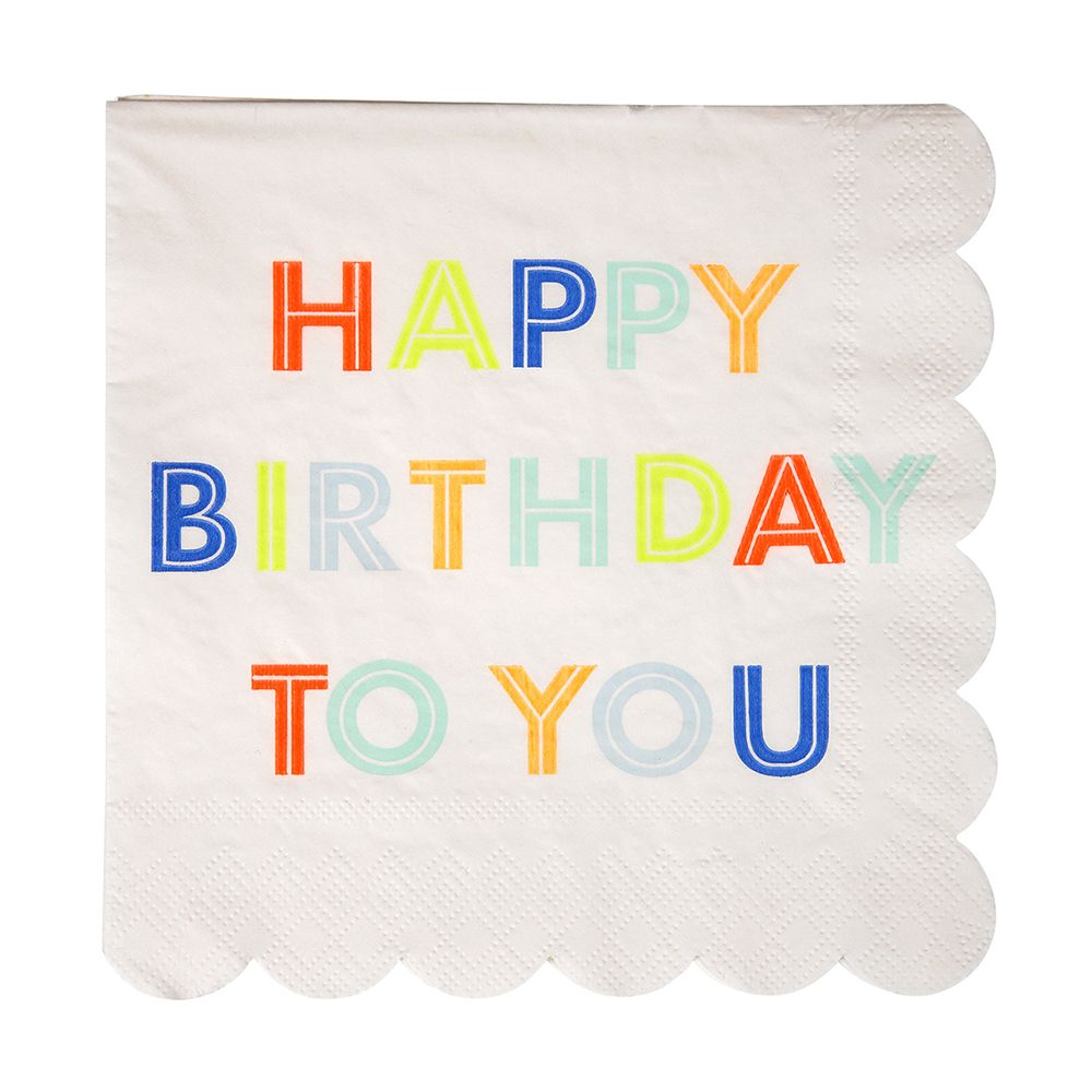 Meri Meri - Happy Birthday to You Napkin Small 20pcs - White