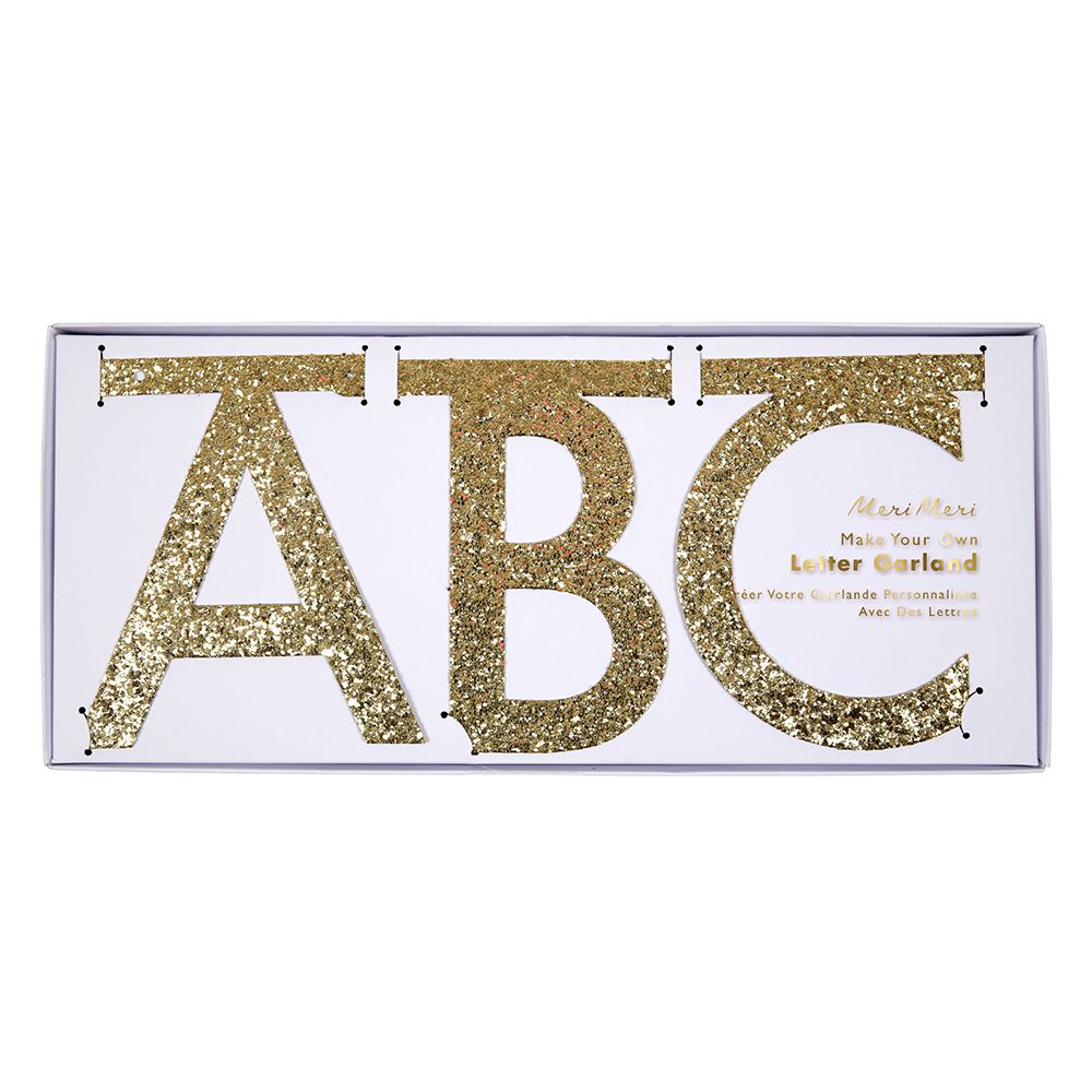 Meri Meri - Gold Glitter Letter Garland Kit - Gold