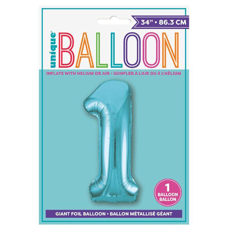 Unique - 34" Giant Powder Blue Number 1 Foil Balloon