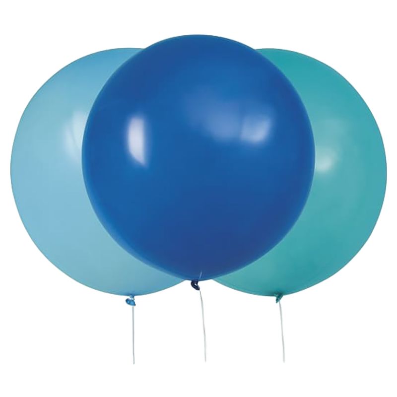 Unique - Big Latex Balloons - Teal & Blue - 3pcs