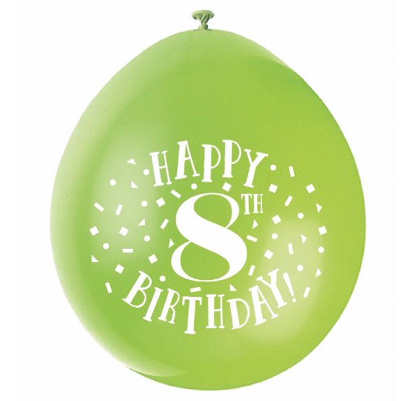 Unique - 9" Happy 8th Birthday Balloons