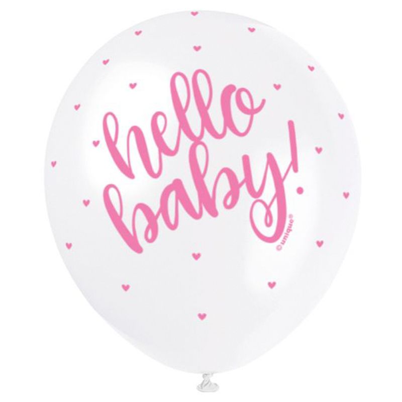 Unique - Hello Baby Pink Balloons, 5pc