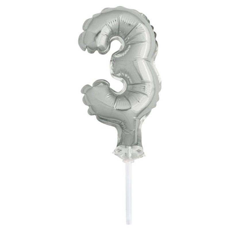 Unique - 5" Silver Foil Balloon Cake Topper - 3