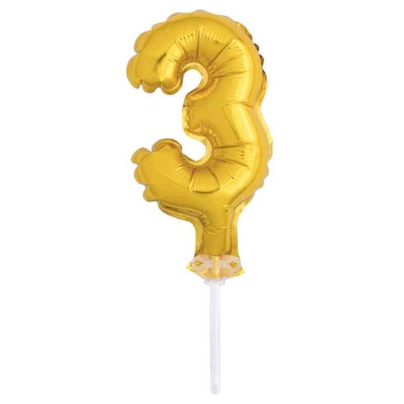 Unique - 5" Gold Foil Balloon Cake Topper - 3