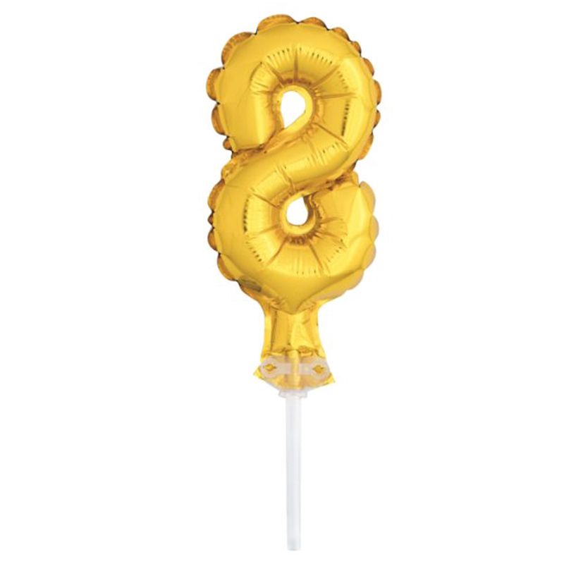 Unique - 5" Gold Foil Balloon Cake Topper - 8