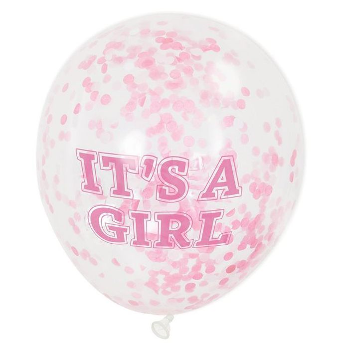 Unique - It's A Girl Pink Confetti Balloons