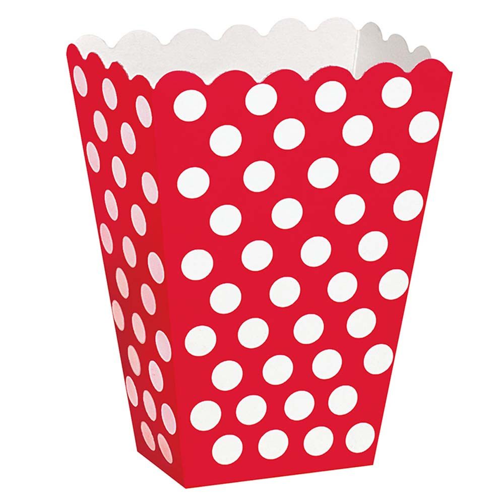 Unique - Polka Dot Treat Boxes Pack of 8 - Ruby Red