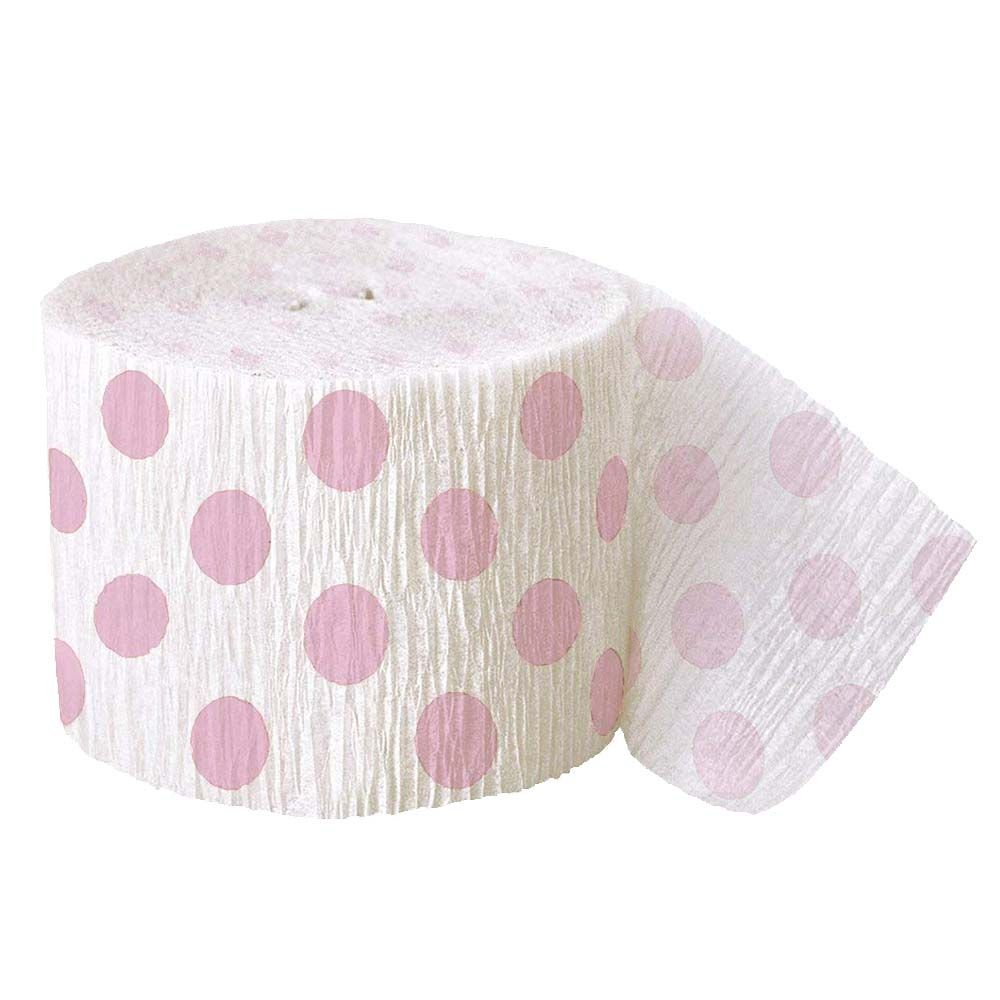 Unique - Polka Dot Party Streamers - Baby Pink