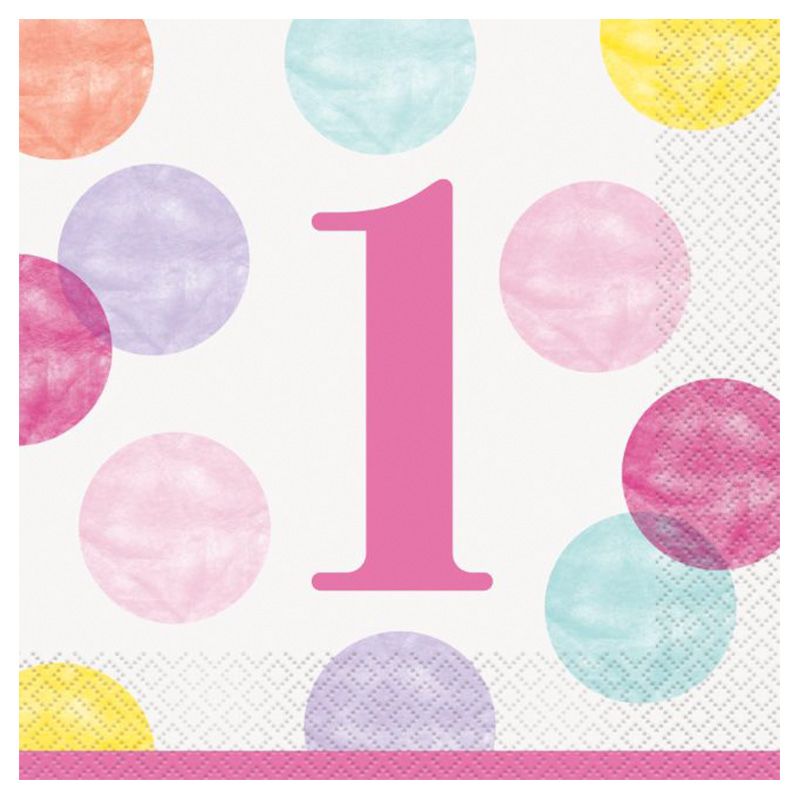 Unique - Pink Dots Luncheon Napkins, 16pc